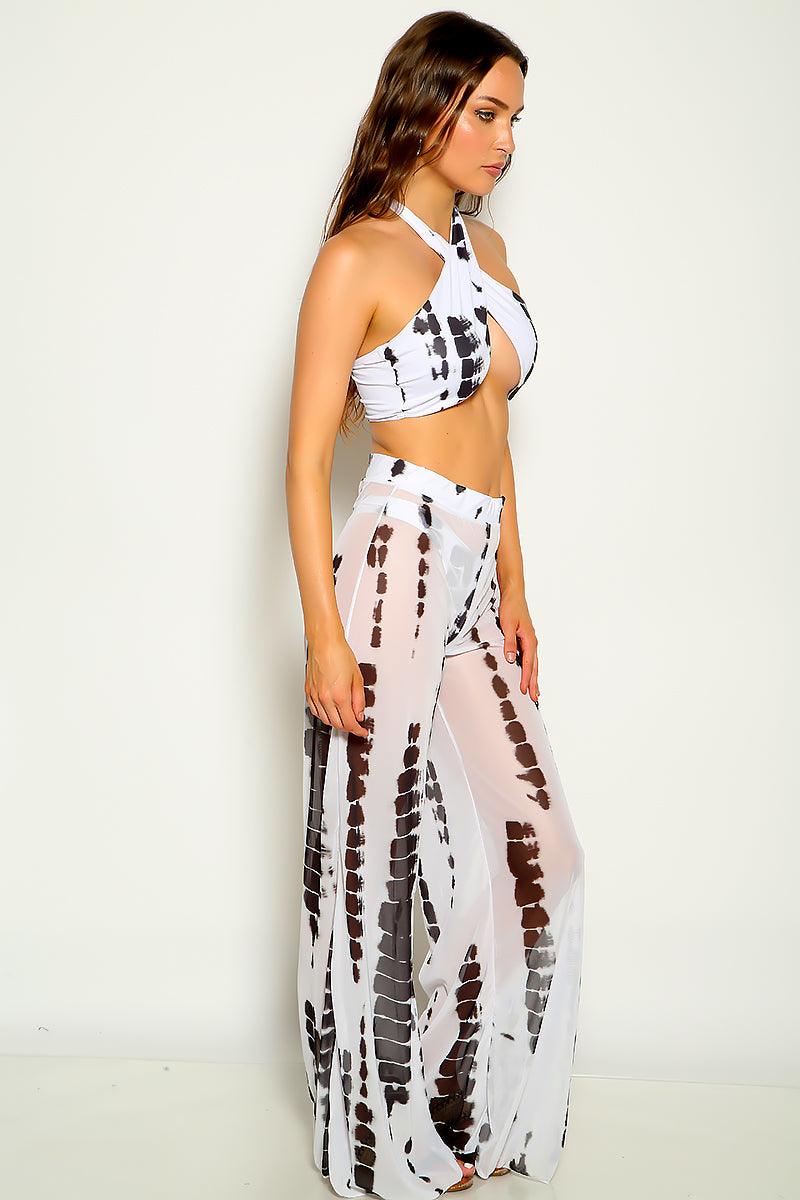 Black White Tie Dye Printed Sexy Three Piece Swimsuit - AMIClubwear