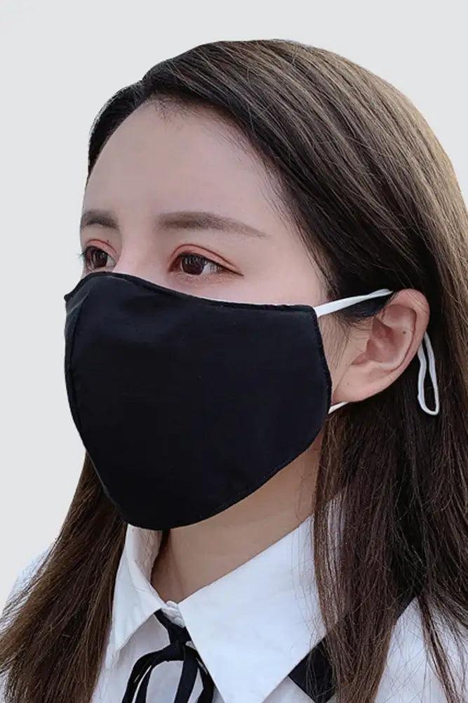 Black White Water Repellent Washable 1 Piece Face Mask - AMIClubwear