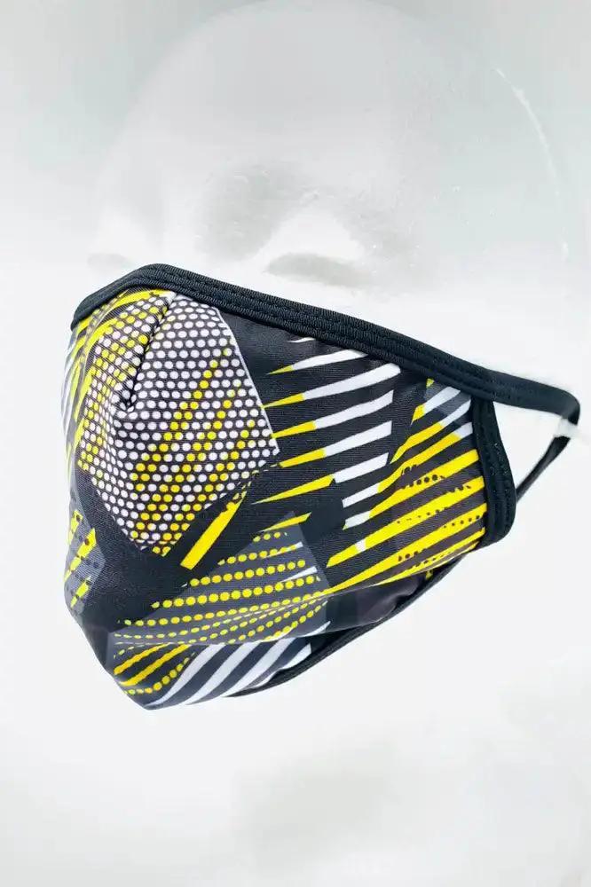 Black Yellow Printed Washable Face Mask