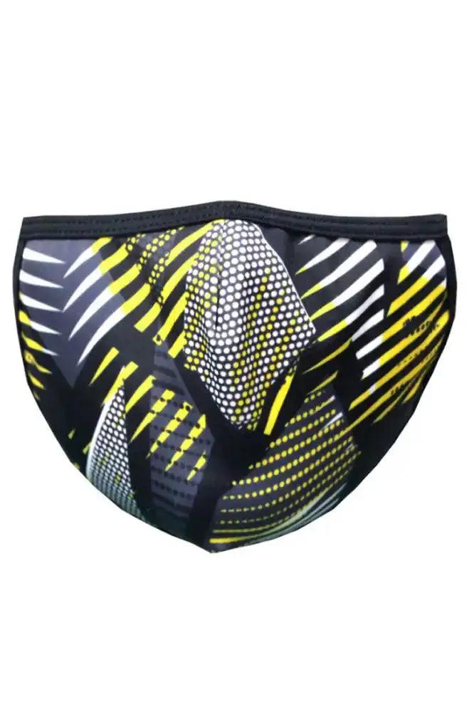 Black Yellow Printed Washable Face Mask