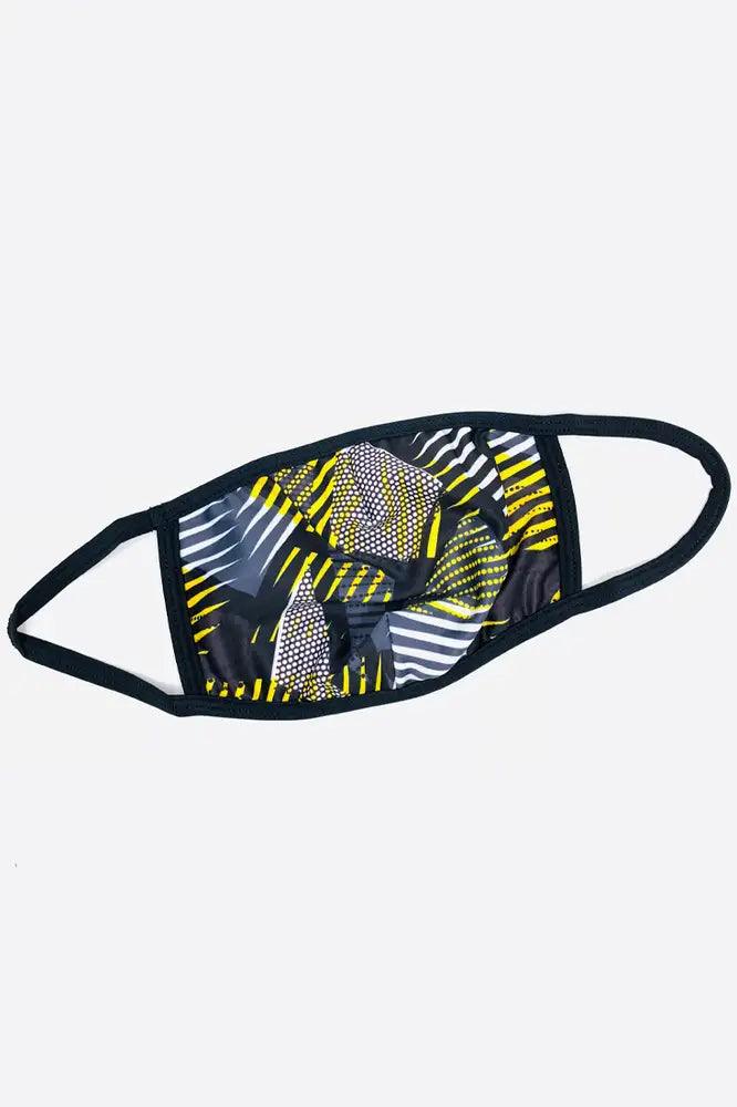 Black Yellow Printed Washable Face Mask - AMIClubwear