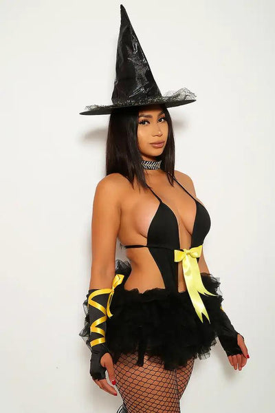 Black Yellow Witch 4 Piece Costume - AMIClubwear