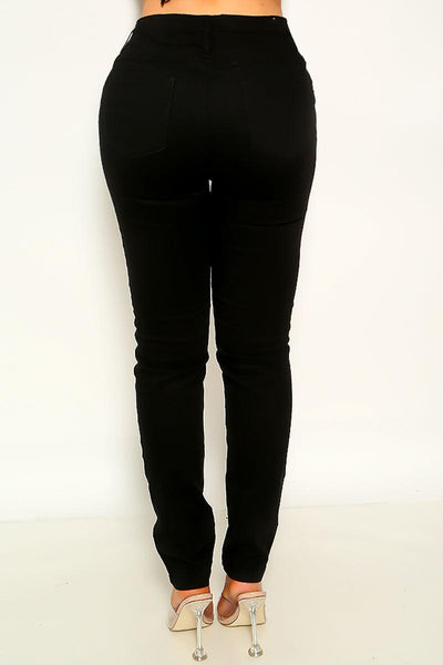 Black Zip Up Pockets Casual Pants - AMIClubwear