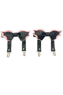 Black/Pink Bat Leg Garters - AMIClubwear