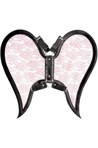 Black/Pink Faux Leather & Lace Angel Wing Body Harness - AMIClubwear