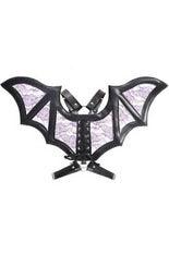 Black/Purple Faux Leather & Lace Wing Harness - AMIClubwear