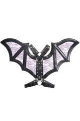 Black/Purple Faux Leather & Lace Wing Harness - AMIClubwear