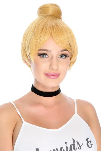 Blonde Bangs Top Knot Wig - AMIClubwear