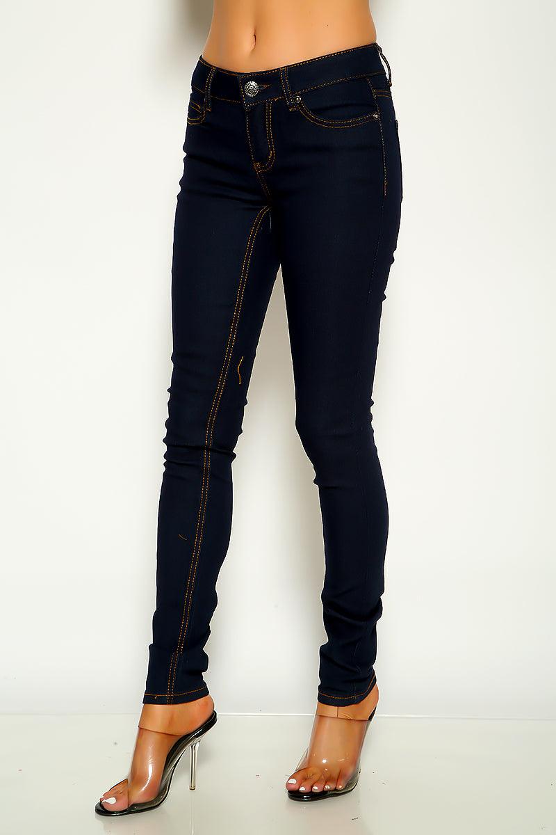 Blue Denim Mid Rise Skinny Jeans - AMIClubwear