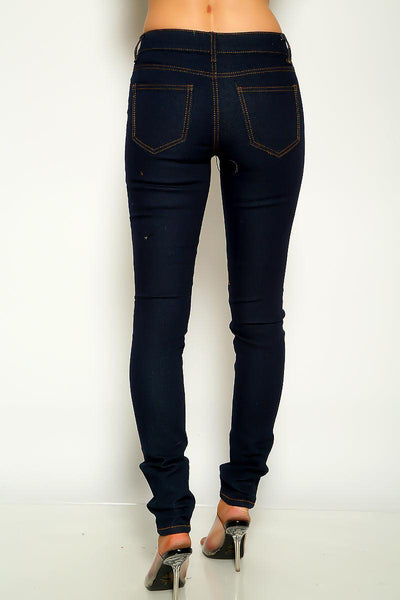 Blue Denim Mid Rise Skinny Jeans - AMIClubwear