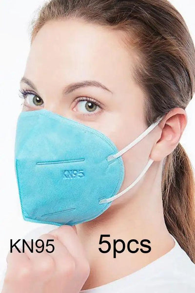 Blue Disposable 5 Layer KN95 5 Piece Facemask - AMIClubwear