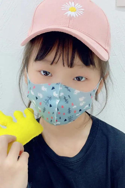 Blue Elephant Print Reusable Kids Face Mask 1 Piece - AMIClubwear