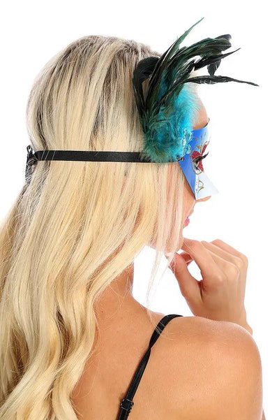 Blue Feather Eye Mask - AMIClubwear