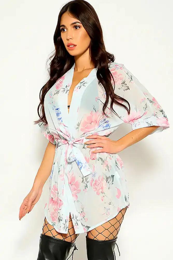 Blue Floral Kimono Two Piece Costume