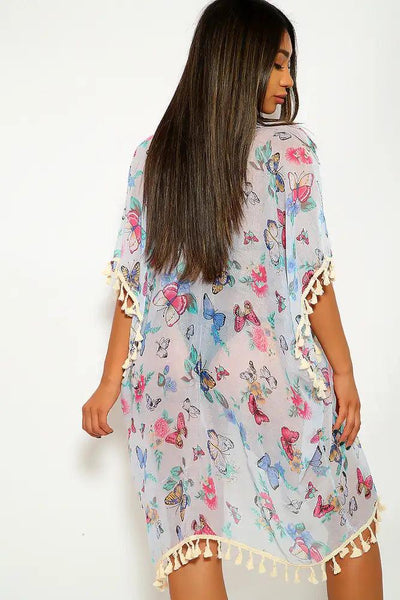 Blue Floral Print Swimsuit Cover up - AMIClubwear