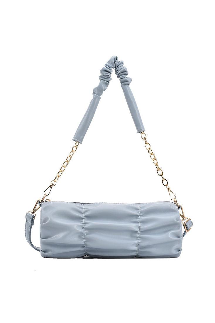 Blue Gold Chain Straps Ruched Handbag - AMIClubwear