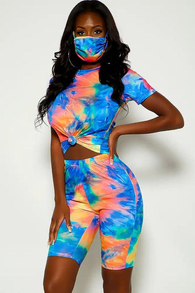 Blue Graphic Print Three Piece Outfit - AMIClubwear