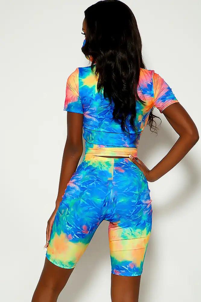 Blue Graphic Print Three Piece Outfit - AMIClubwear