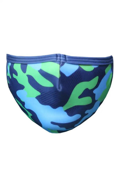 Blue Green Camouflage Print Washable Face Mask - AMIClubwear
