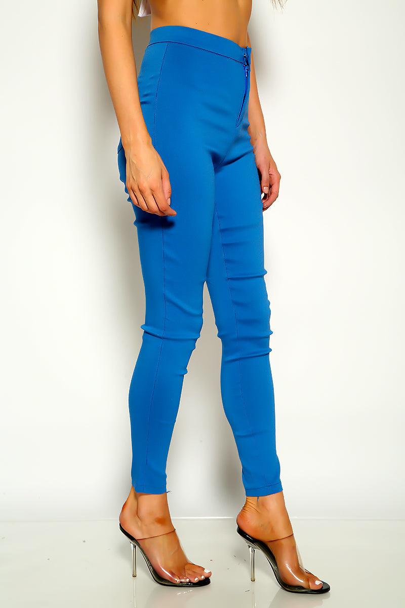 Blue High Waist Skinny Pants - AMIClubwear