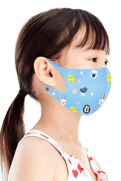 Blue Lion Animal Print Reusable Kids Face Mask 1 Piece - AMIClubwear