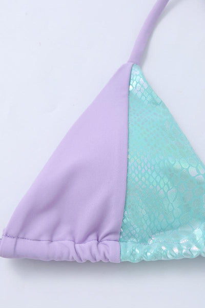 Blue Purple Snake Print Cheeky Two Piece Swimsuit - AMIClubwear
