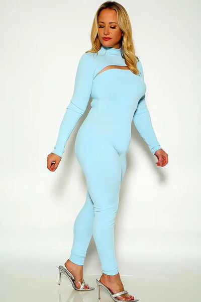 Blue Sexy Long Sleeve Lounge Wear Cozy Plus Size Two Piece Outfit - AMIClubwear