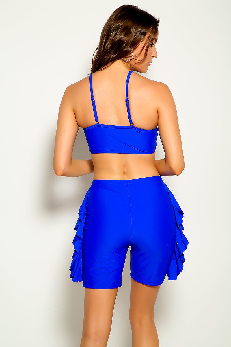 Blue Sexy Ruffled Two Piece Swimsuit - AMIClubwear