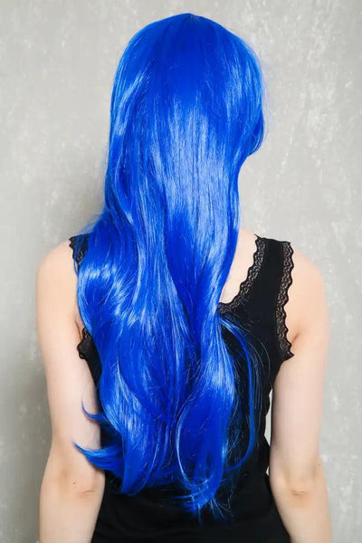 Blue Side Sweep Bangs Wavy Hair Costume Wig - AMIClubwear