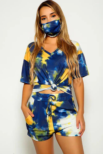 Blue Yellow Two Tone Three Piece Outfit - AMIClubwear