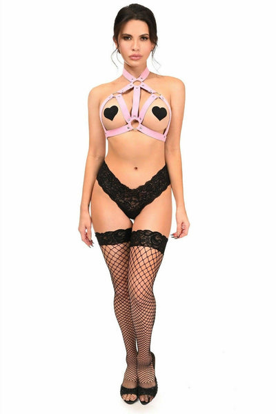 Lt Pink Stretchy Body Harness w/Silver Hardware - Daisy Corsets