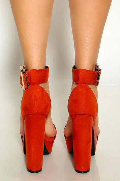 Brick Open Toe Espadrille Platform Chunky High Heels - AMIClubwear