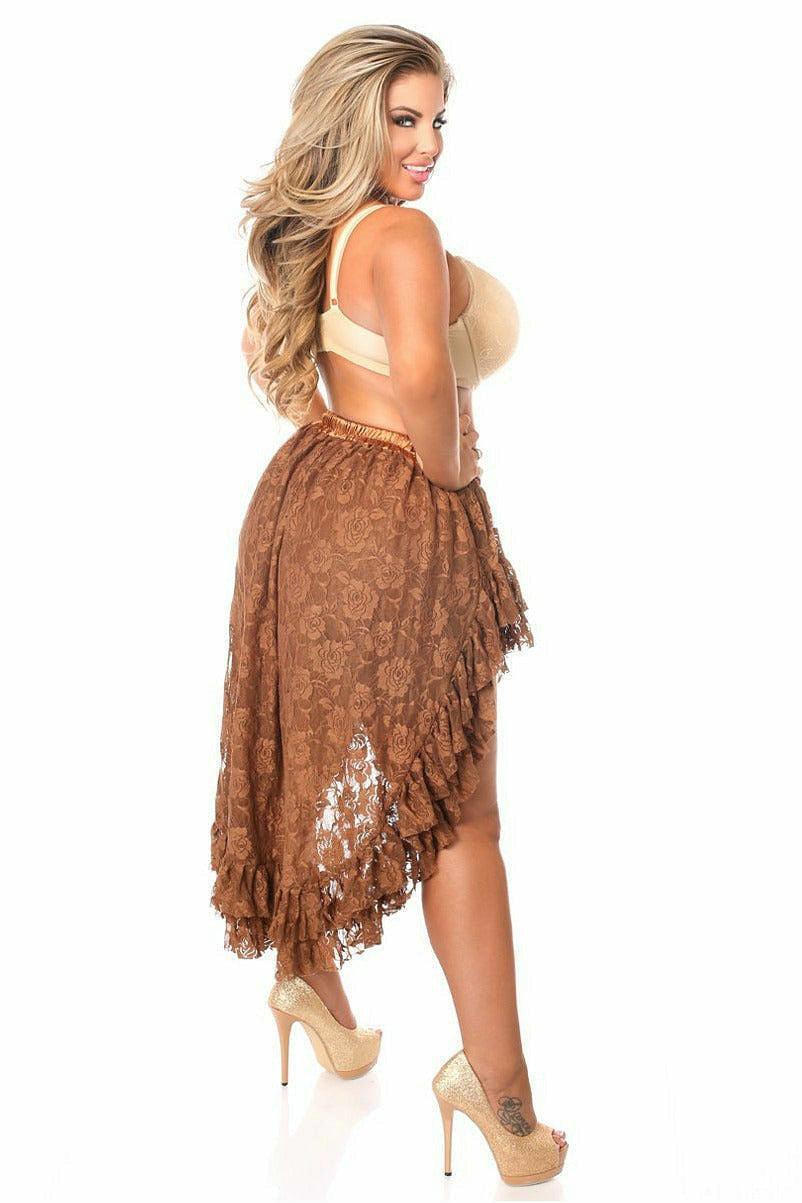 Brown Lace High Low Skirt - Daisy Corsets