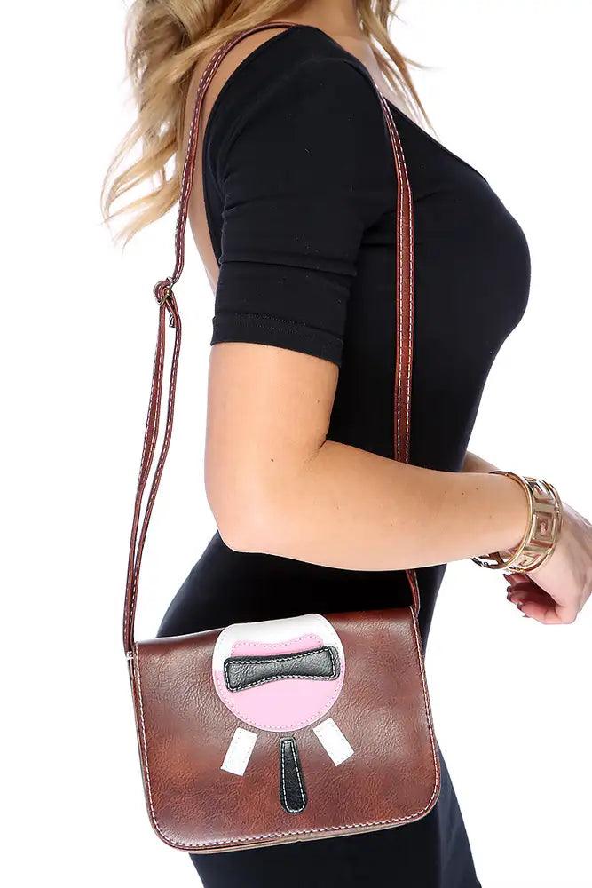 Brown Patch Design Messenger Crossbody Handbag - AMIClubwear