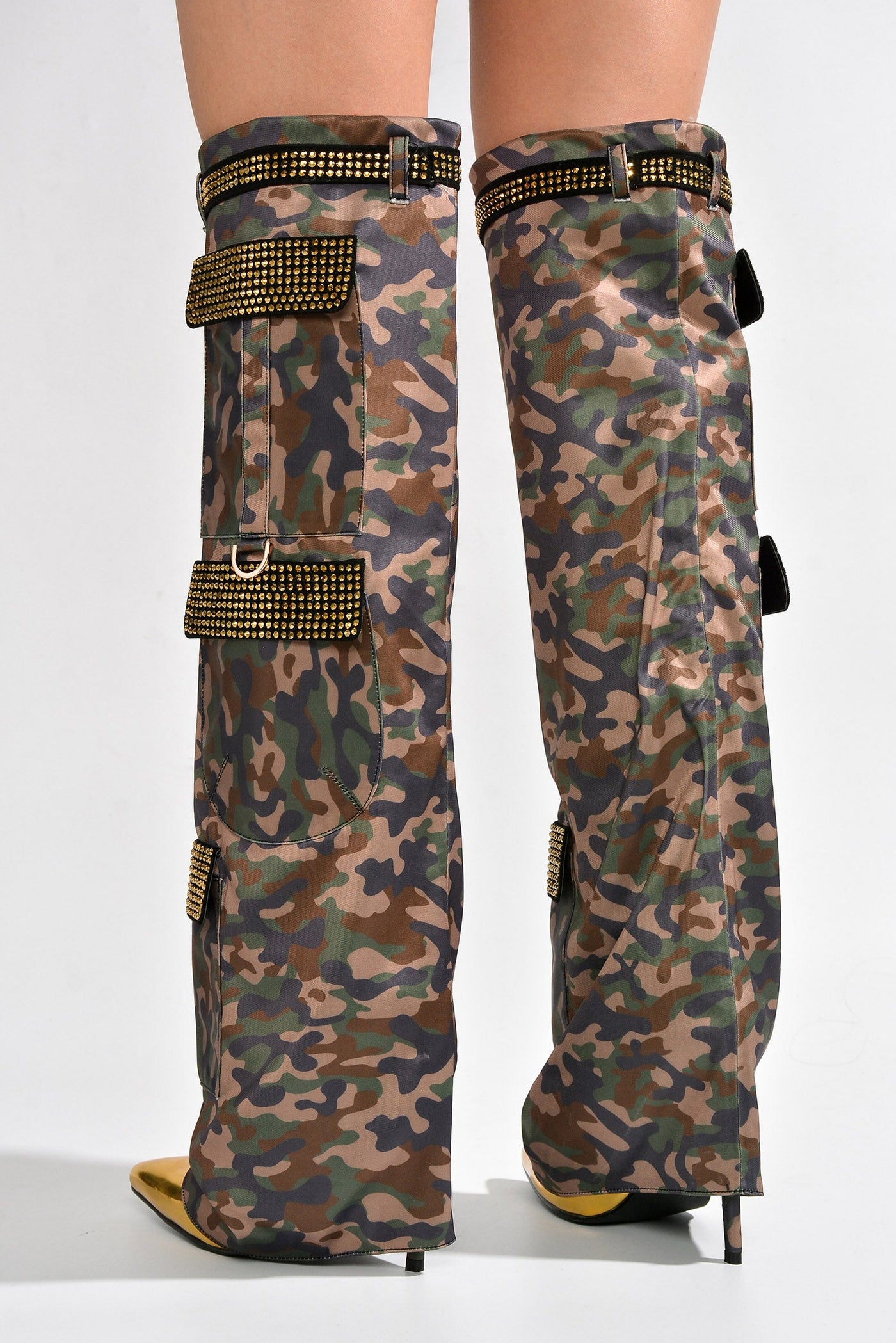 BUNNO - CAMOUFLAGE Thigh High Boots - AMIClubwear
