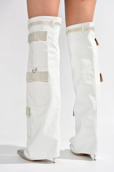 BUNNO - WHITE Thigh High Boots - AMIClubwear