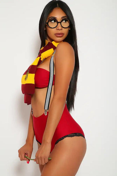 Burgundy 5 Pc Wizard Costume Sexy Harry Halloween - AMIClubwear