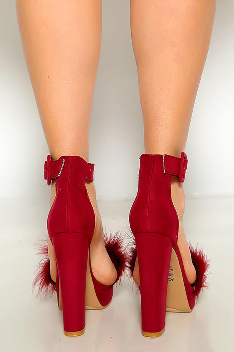 Burgundy on sale fluffy heels