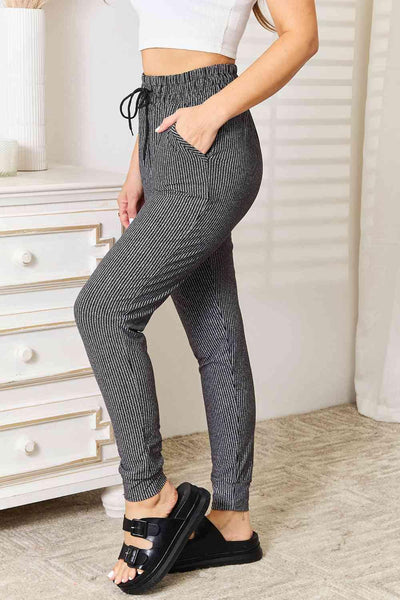 Leggings Depot Full Size Striped Printed Joggers - AMIClubwear