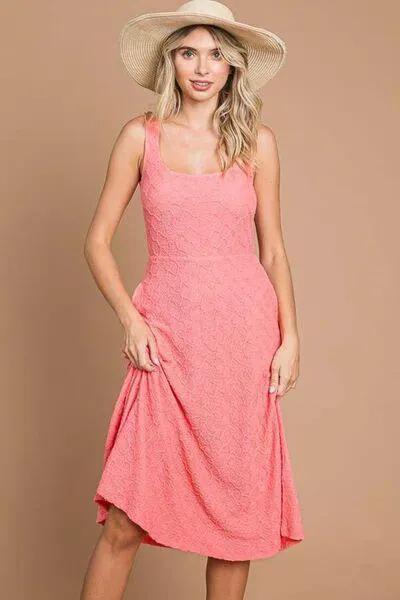 Culture Code Texture Square Neck Tank Dress with Pockets
