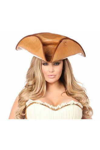 Camel Faux Leather Pirate Hat - AMIClubwear