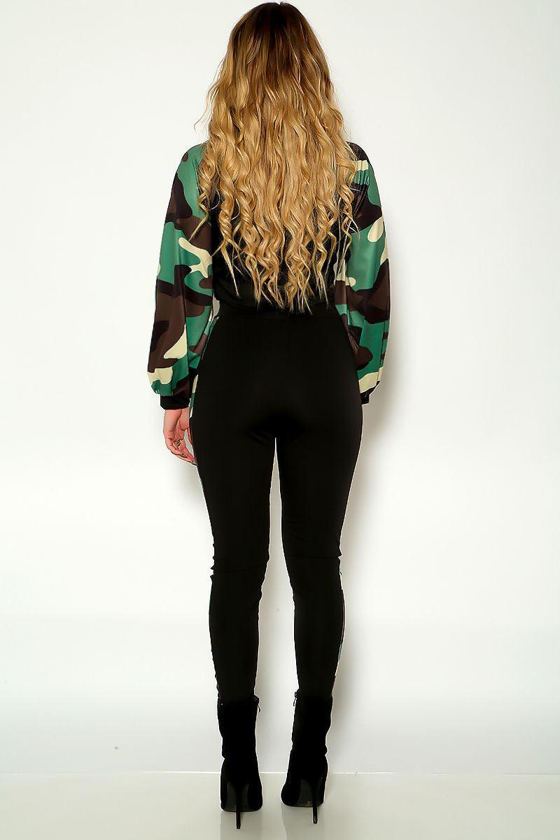 Camo Print Long Sleeve Two Piece Outfit - AMIClubwear