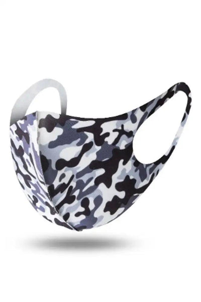 Camouflage Grey Washable 1 Piece Face Mask - AMIClubwear