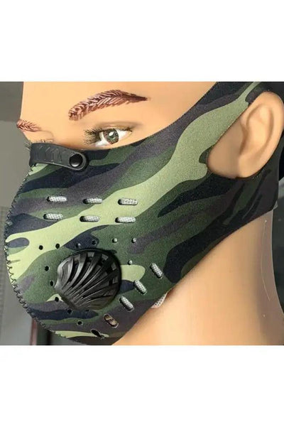 Camouflage Print Double Respirator Filter Face Mask - AMIClubwear