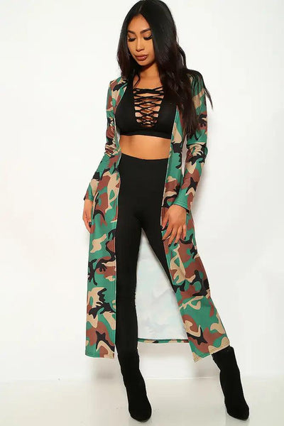 Camouflage Print Long Sleeve Light Weight Coat - AMIClubwear