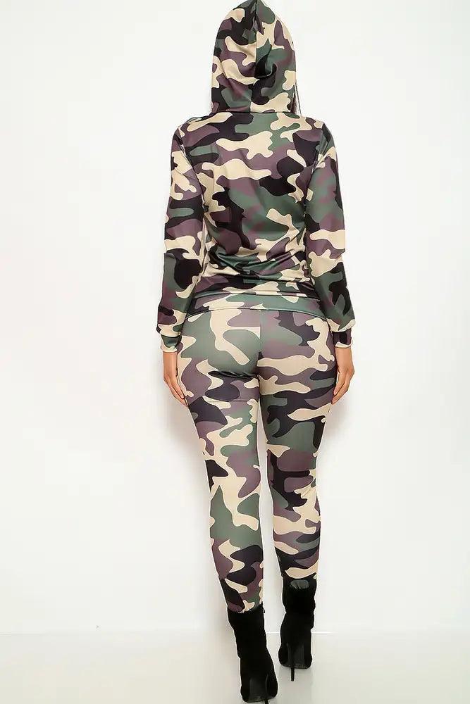 Camouflage Print Long Sleeve Two Piece Outfit - AMIClubwear