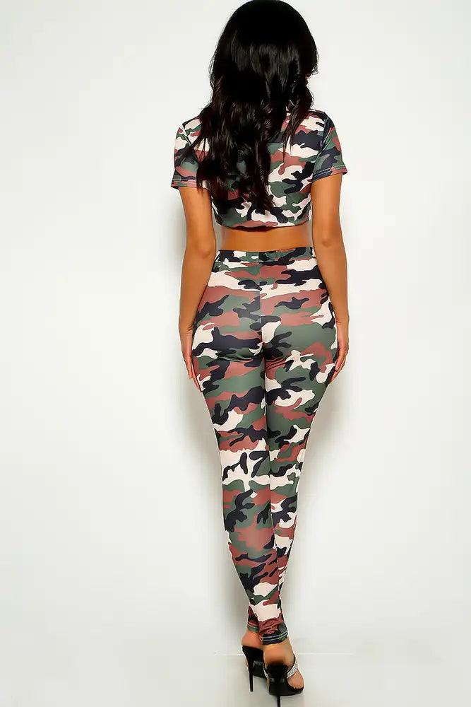 Camouflage Print Short Sleeve Outfit - AMIClubwear