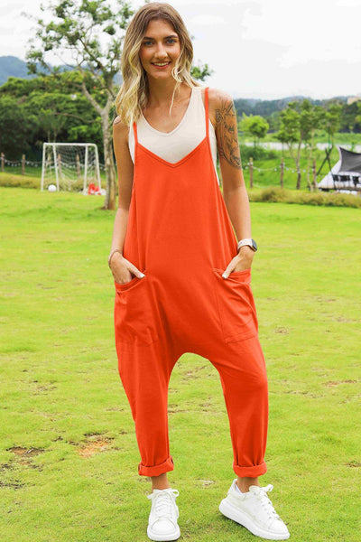 Double Take Full Size Sleeveless V-Neck Pocketed Jumpsuit - AMIClubwear