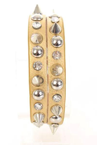 Champagne Double Spike Studded Bracelet