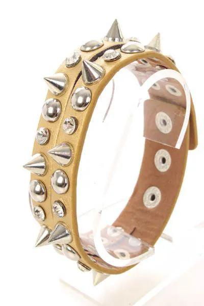 Champagne Double Spike Studded Bracelet